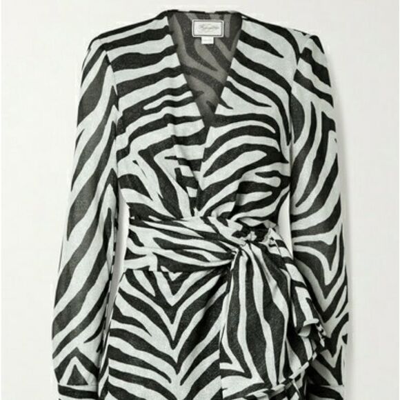 NWT REDEMPTION‎ Knotted Metallic Zebra-Print Dress SZ 4 NEW - Picture 2 of 2